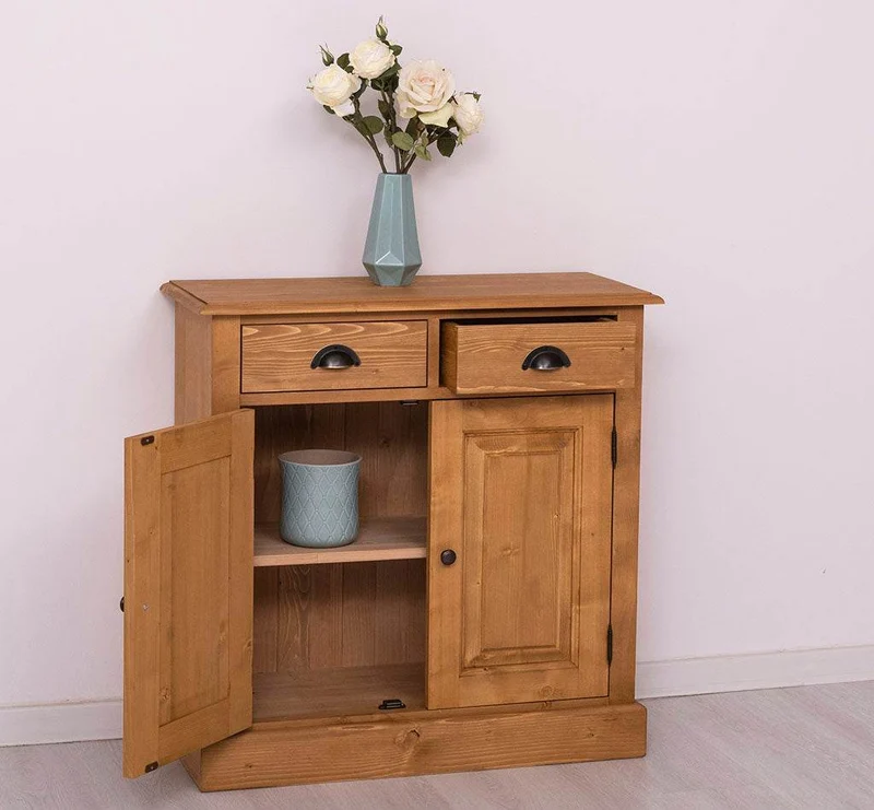 Vintage Konsolenschrank aus Massivholz| Sideboard mit zwei Schubladen