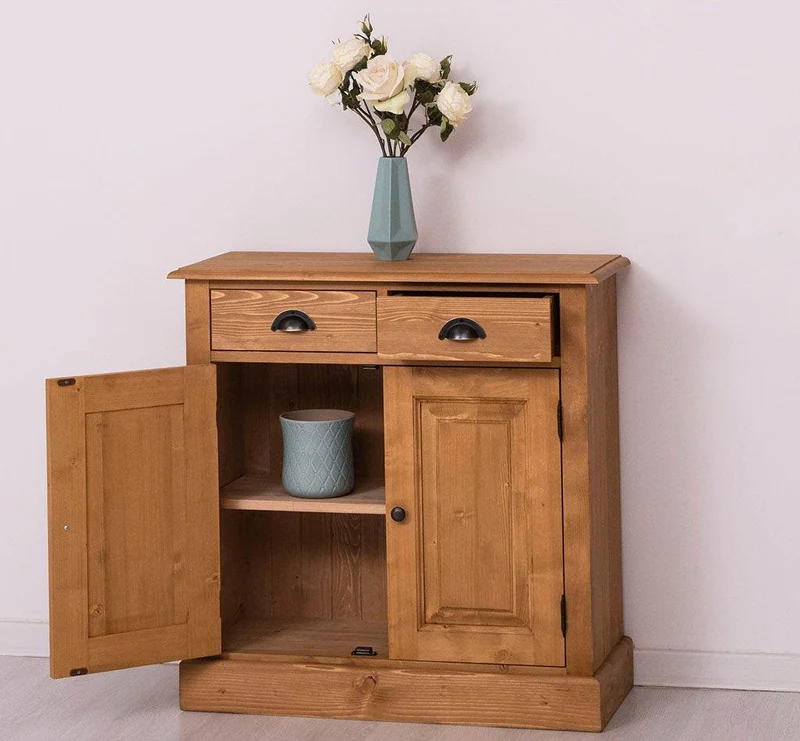 Vintage Konsolenschrank aus Massivholz| Sideboard mit zwei Schubladen