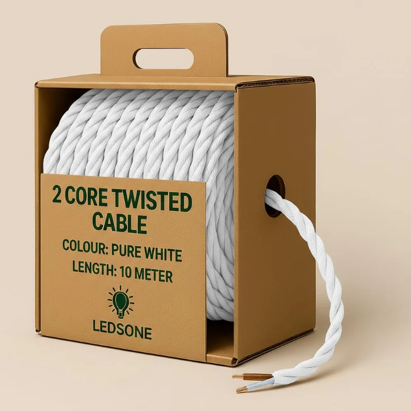 Ledsone Textilkabel 2-adrig Weiß Gedreht Elektrokabel ~2749
