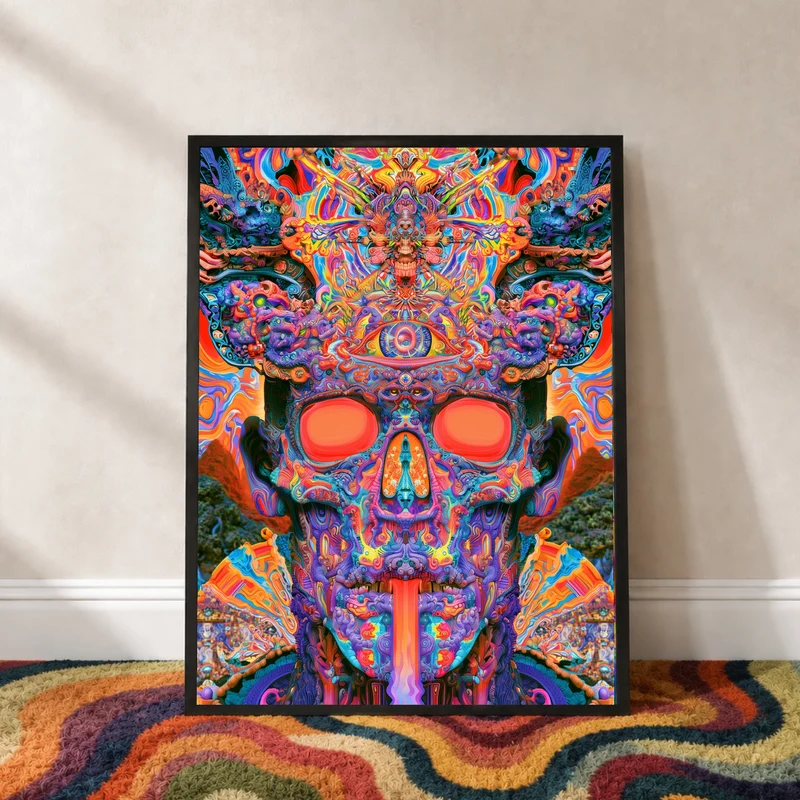 Psychedelischer Schädel mit drittem Auge Poster