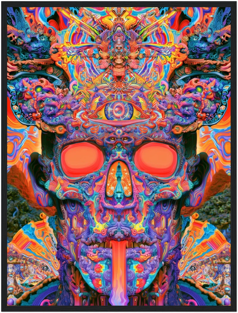 Psychedelischer Schädel mit drittem Auge Poster