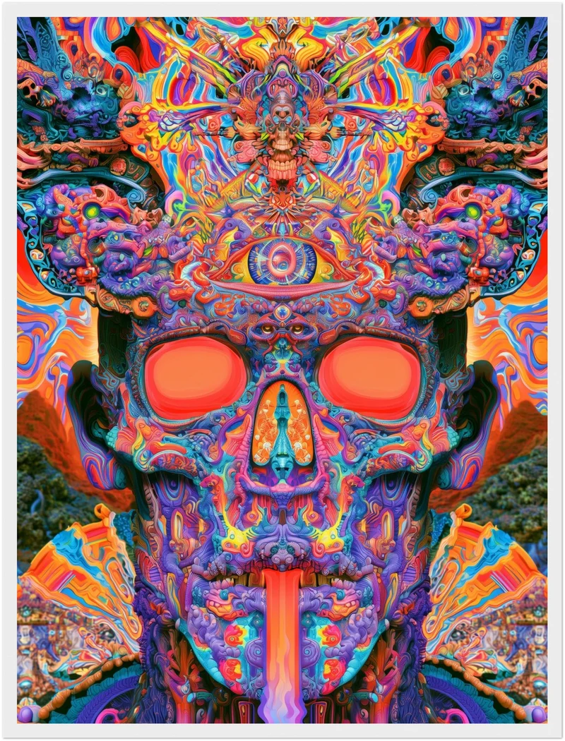 Psychedelischer Schädel mit drittem Auge Poster