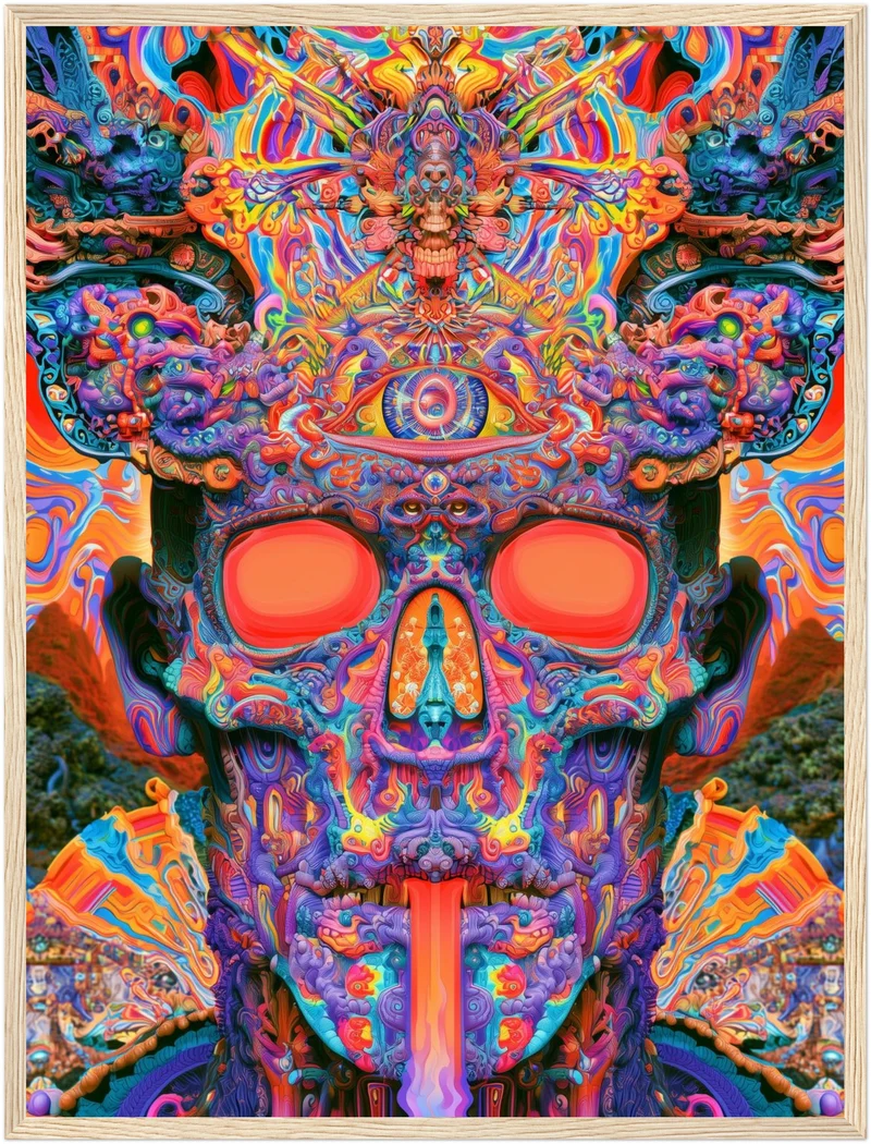 Psychedelischer Schädel mit drittem Auge Poster