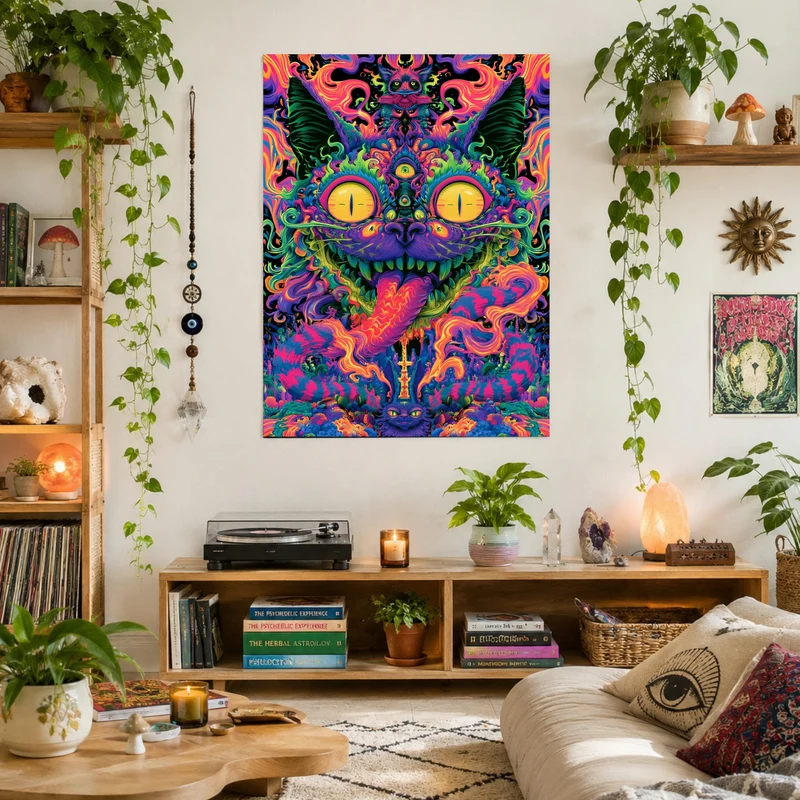 Psychedelische Katze der Träume Poster