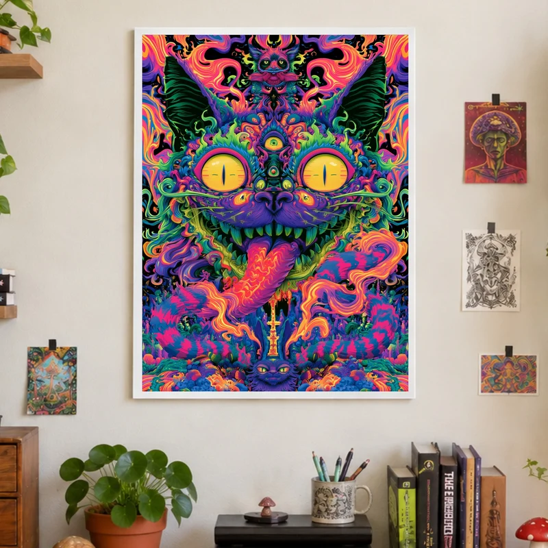 Psychedelische Katze der Träume Poster