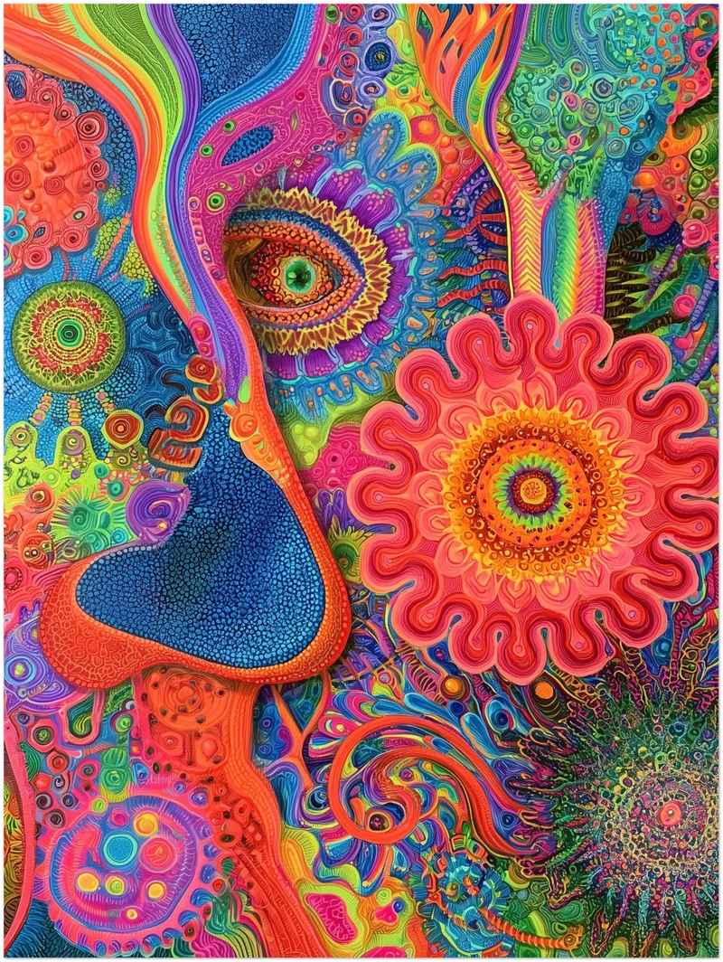 Psychedelisches Augenblüten Mandala Poster