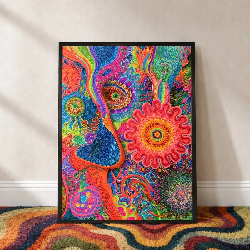 Psychedelisches Augenblüten Mandala Poster