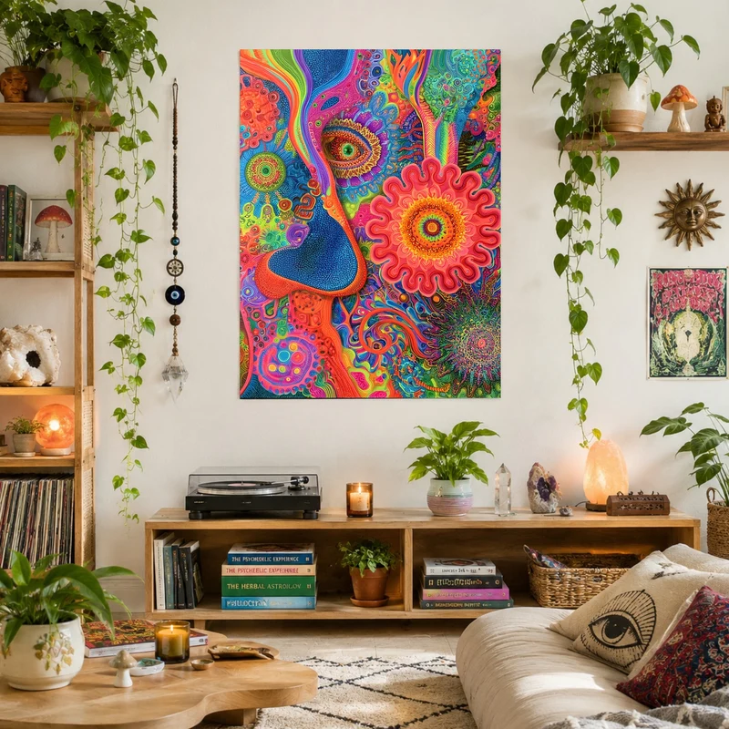 Psychedelisches Augenblüten Mandala Poster