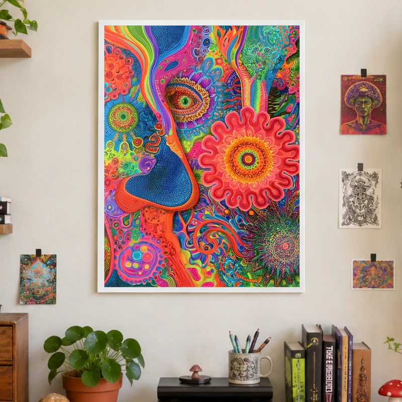 Psychedelisches Augenblüten Mandala Poster