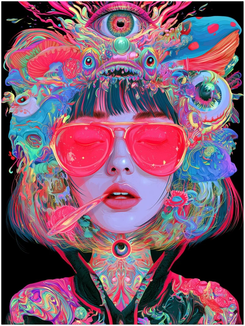 Frau mit pinker Sonnenbrille Leinwand