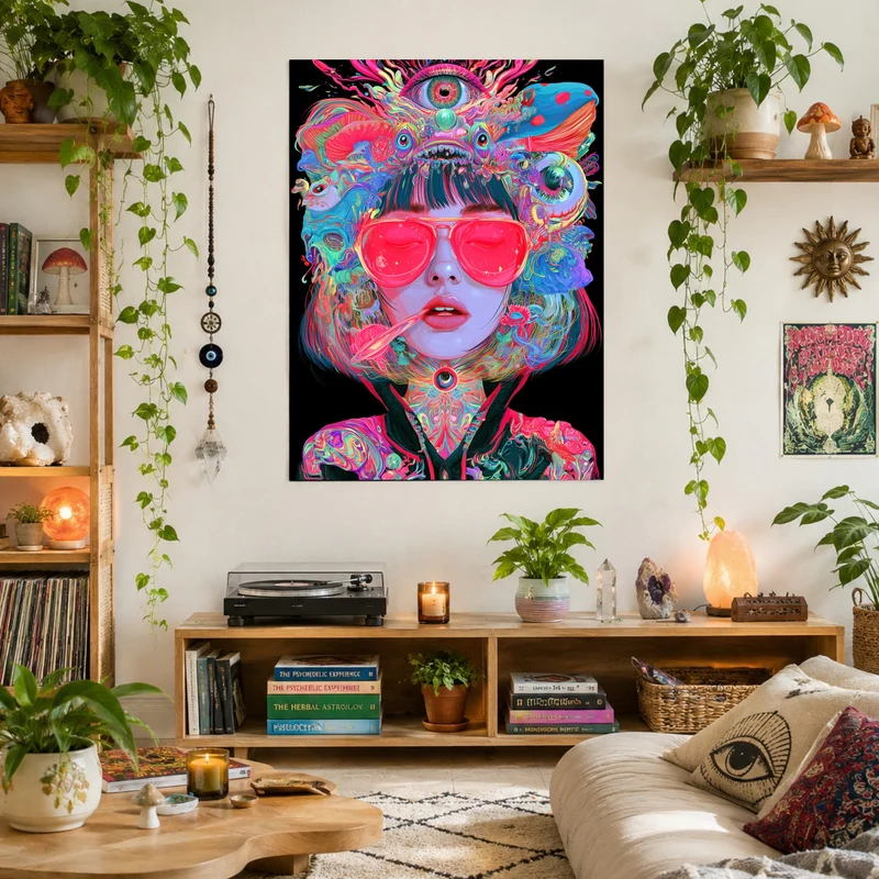 Frau mit pinker Sonnenbrille Leinwand