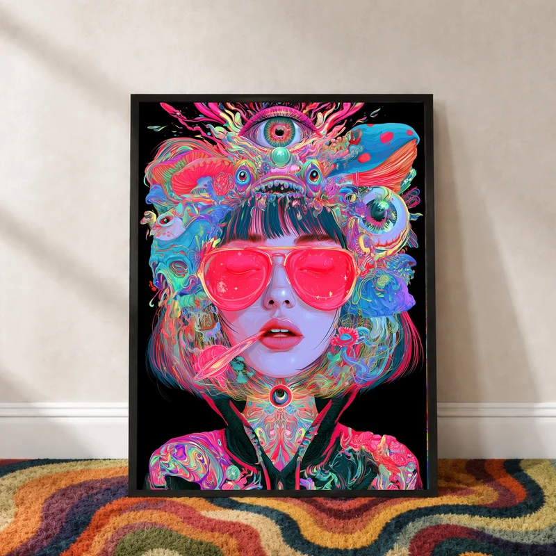 Frau mit pinker Sonnenbrille Poster