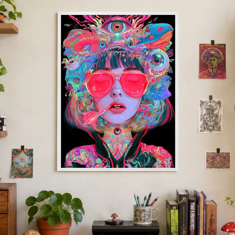 Frau mit pinker Sonnenbrille Poster
