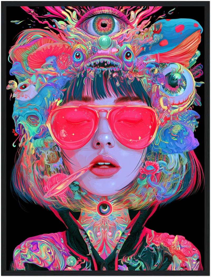 Frau mit pinker Sonnenbrille Poster