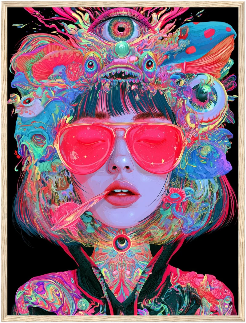 Frau mit pinker Sonnenbrille Poster