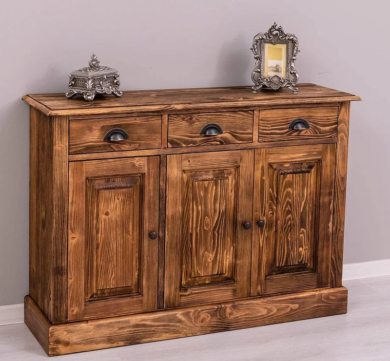 Sideboard aus Massivholz | Konsolenschrank mit drei Schubladen