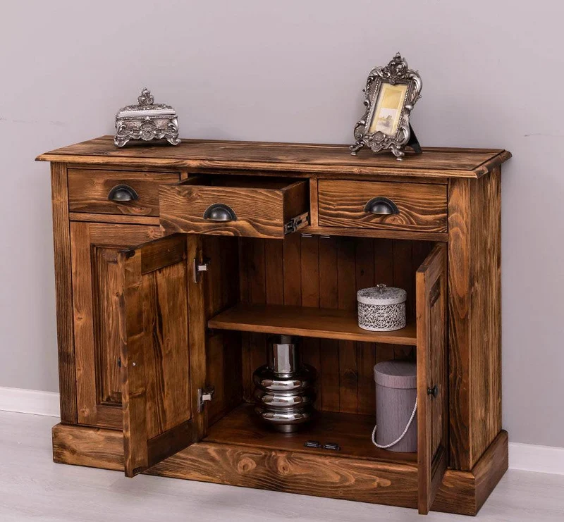 Sideboard aus Massivholz | Konsolenschrank mit drei Schubladen