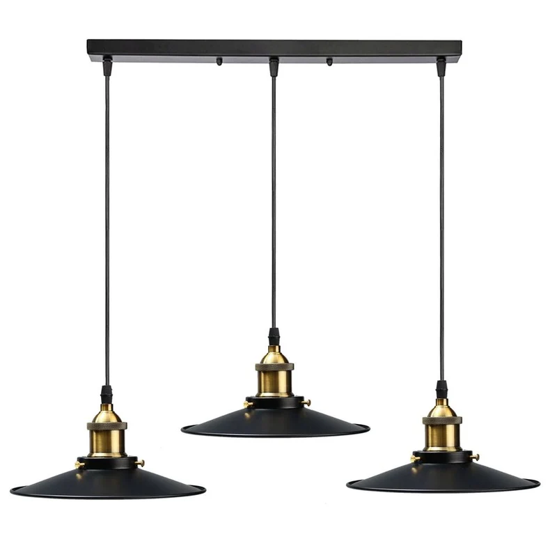 3 flammig Scheunen Pendelleuchte höhenverstellbar Metall Lampenschirm~3019