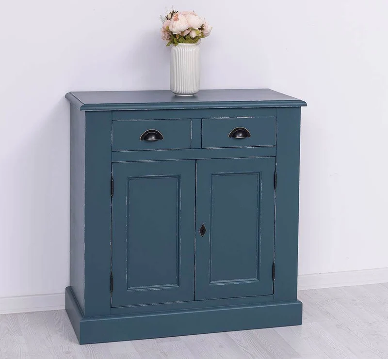 Schmaler Geschirrschrank aus Massivholz | 2-teilig | 3 Türen | 2 Schubladen