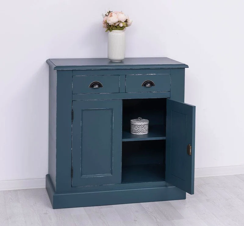 Schmaler Geschirrschrank aus Massivholz | 2-teilig | 3 Türen | 2 Schubladen