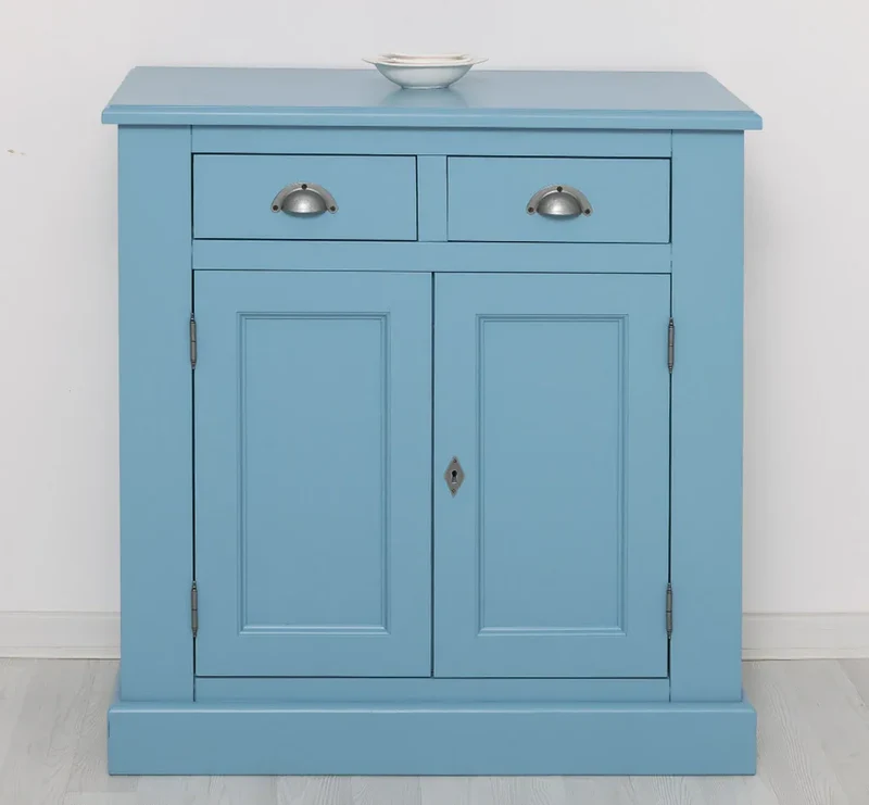 Schmaler Geschirrschrank aus Massivholz | 2-teilig | 3 Türen | 2 Schubladen