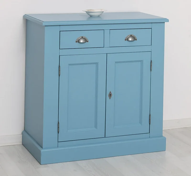 Schmaler Geschirrschrank aus Massivholz | 2-teilig | 3 Türen | 2 Schubladen