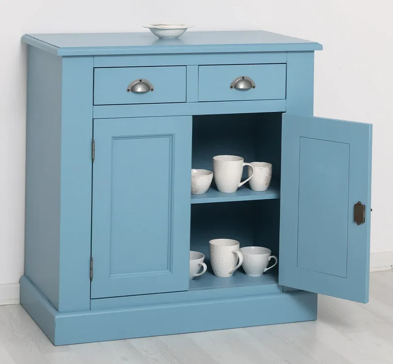 Schmaler Geschirrschrank aus Massivholz | 2-teilig | 3 Türen | 2 Schubladen