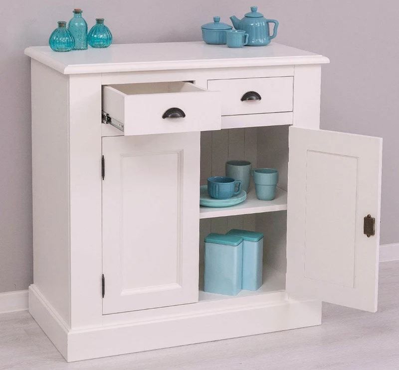 Schmaler Geschirrschrank aus Massivholz | 2-teilig | 3 Türen | 2 Schubladen