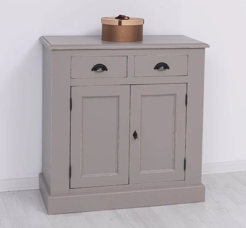 Schmaler Geschirrschrank aus Massivholz | 2-teilig | 3 Türen | 2 Schubladen