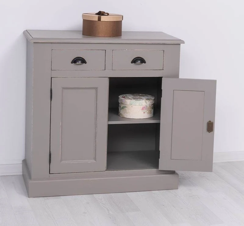 Schmaler Geschirrschrank aus Massivholz | 2-teilig | 3 Türen | 2 Schubladen