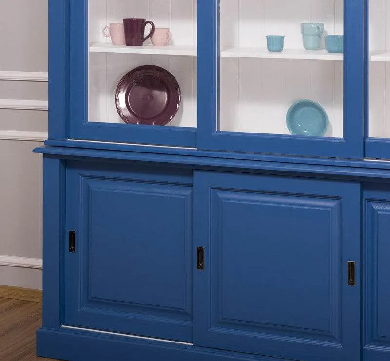 Massiver Buffetschrank - Geschirrschrank | Vitrine | 2-teilig | 6 Schiebetüren