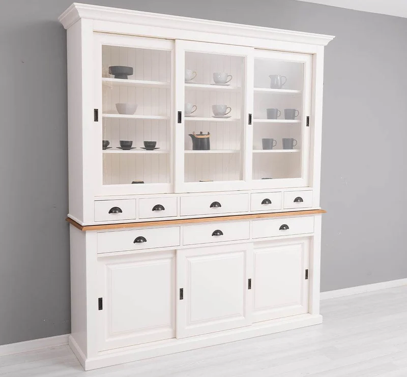 Großer Buffetschrank mit sechs Schiebetüren | Vitrine | 2-teilig | 8 Schubladen