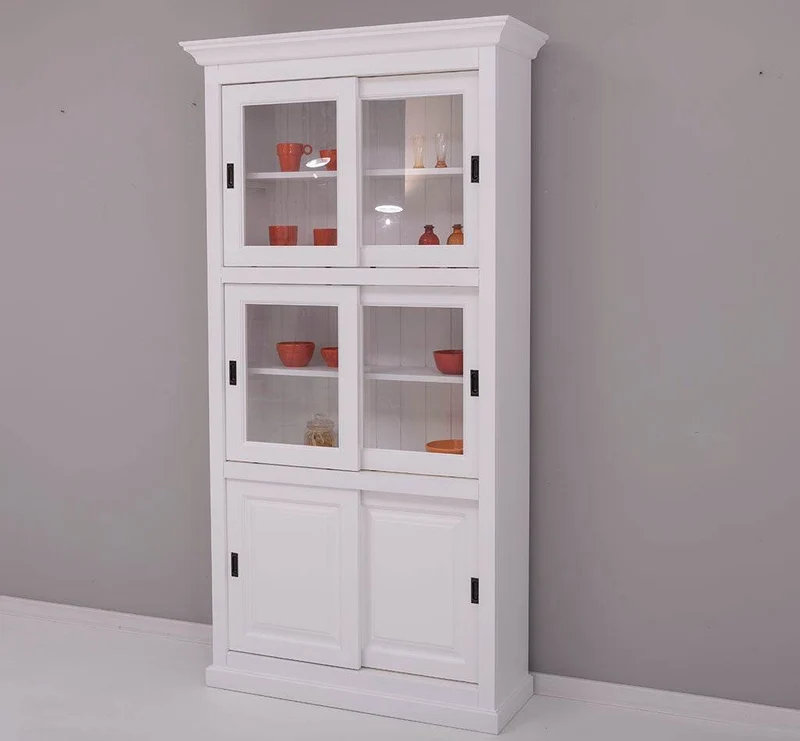 Geschirrschrank aus Massivholz | Küchenschrank | Vitrine | mit 6 Schiebetüren