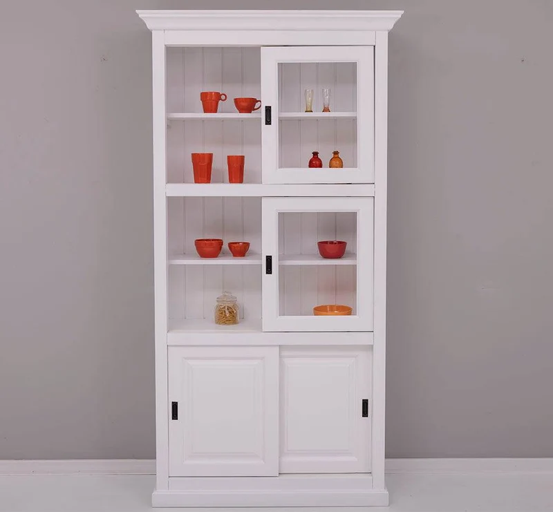 Geschirrschrank aus Massivholz | Küchenschrank | Vitrine | mit 6 Schiebetüren