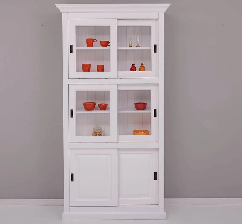 Geschirrschrank aus Massivholz | Küchenschrank | Vitrine | mit 6 Schiebetüren
