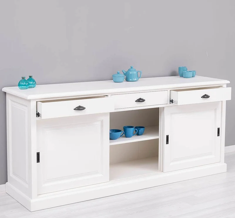 Kommode aus Massivholz | Sideboard mit 3 Schubladen und 3 Schiebetüren