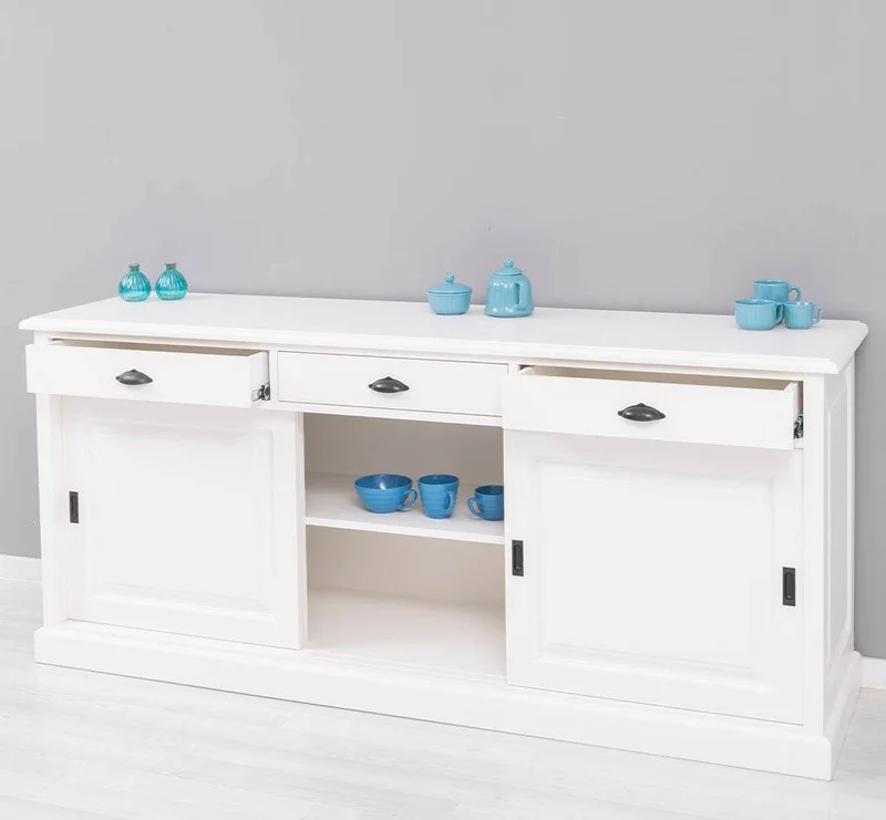 Kommode aus Massivholz | Sideboard mit 3 Schubladen und 3 Schiebetüren