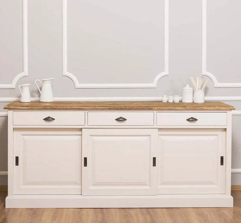 Kommode aus Massivholz | Sideboard mit 3 Schubladen und 3 Schiebetüren