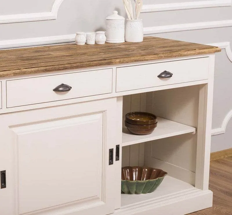 Kommode aus Massivholz | Sideboard mit 3 Schubladen und 3 Schiebetüren