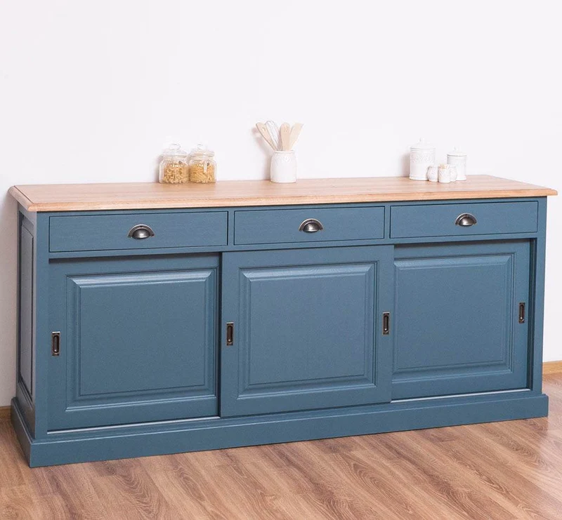 Kommode aus Massivholz | Sideboard mit 3 Schubladen und 3 Schiebetüren