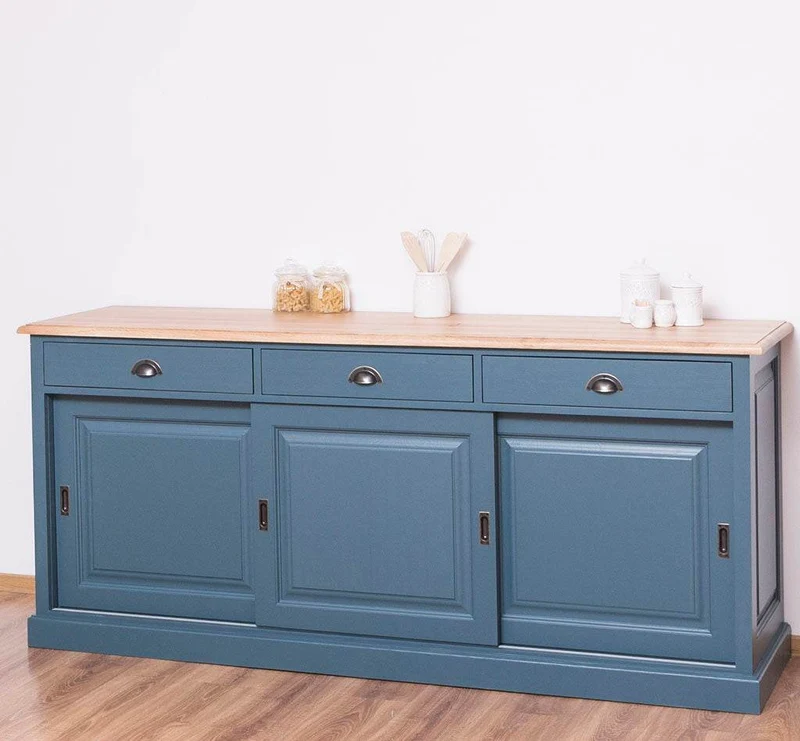 Kommode aus Massivholz | Sideboard mit 3 Schubladen und 3 Schiebetüren