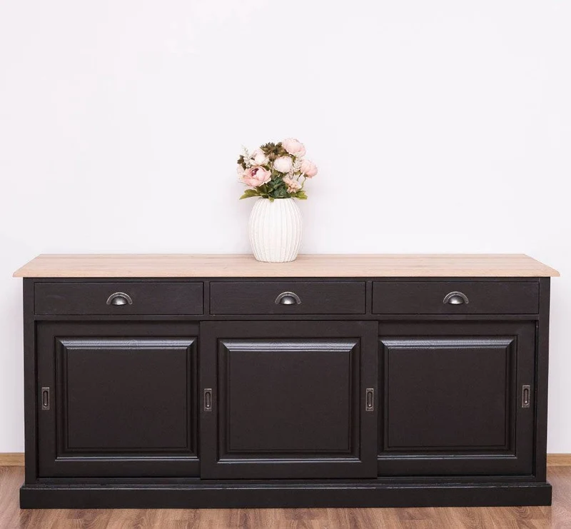 Kommode aus Massivholz | Sideboard mit 3 Schubladen und 3 Schiebetüren