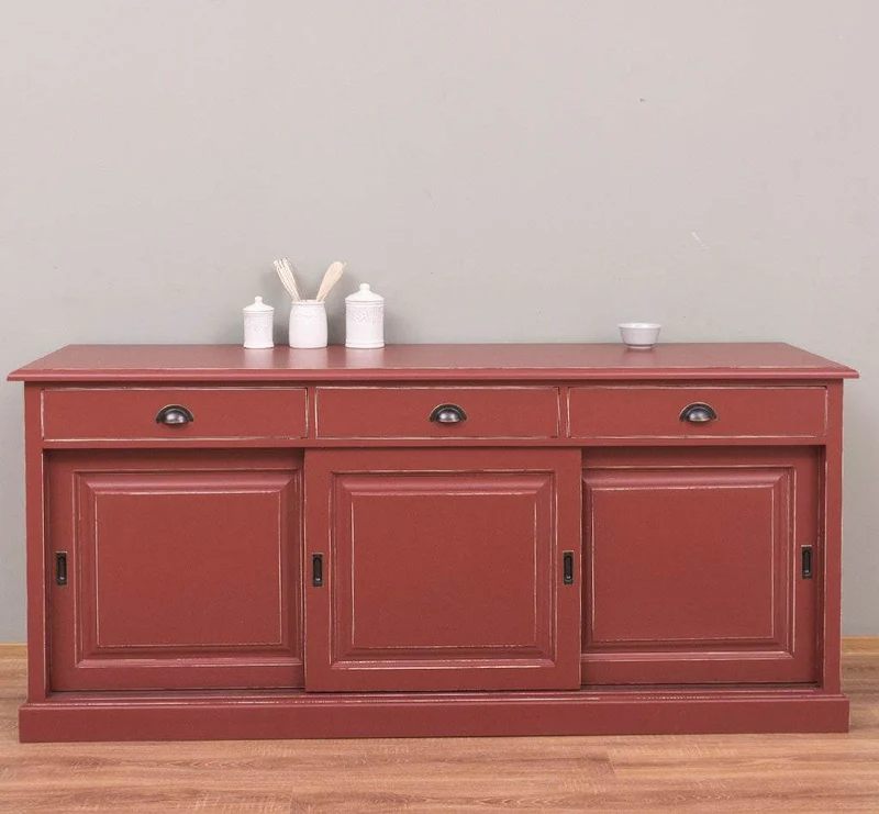 Kommode aus Massivholz | Sideboard mit 3 Schubladen und 3 Schiebetüren