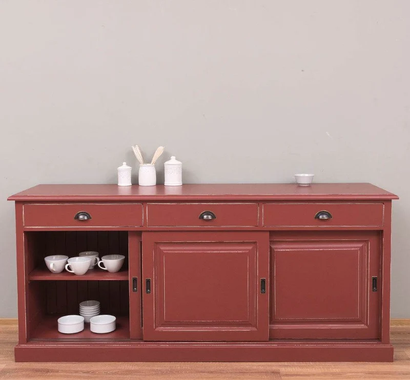 Kommode aus Massivholz | Sideboard mit 3 Schubladen und 3 Schiebetüren