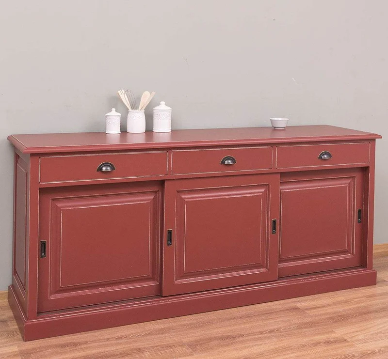 Kommode aus Massivholz | Sideboard mit 3 Schubladen und 3 Schiebetüren