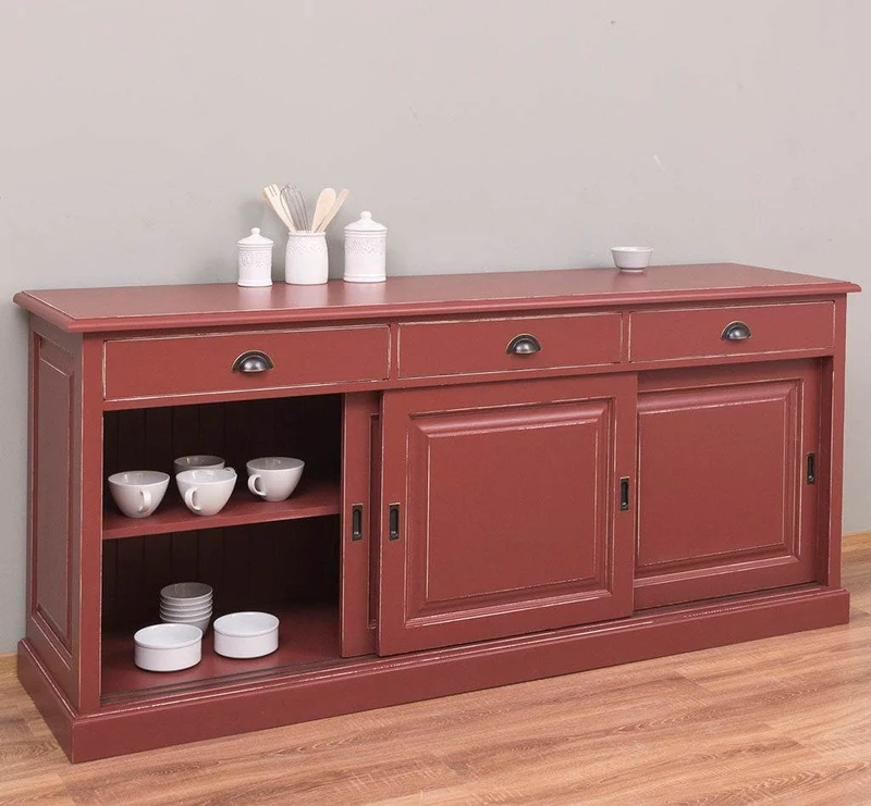 Kommode aus Massivholz | Sideboard mit 3 Schubladen und 3 Schiebetüren