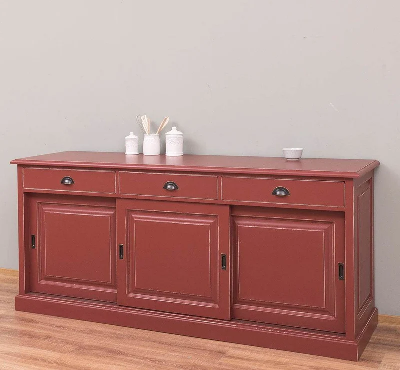 Kommode aus Massivholz | Sideboard mit 3 Schubladen und 3 Schiebetüren