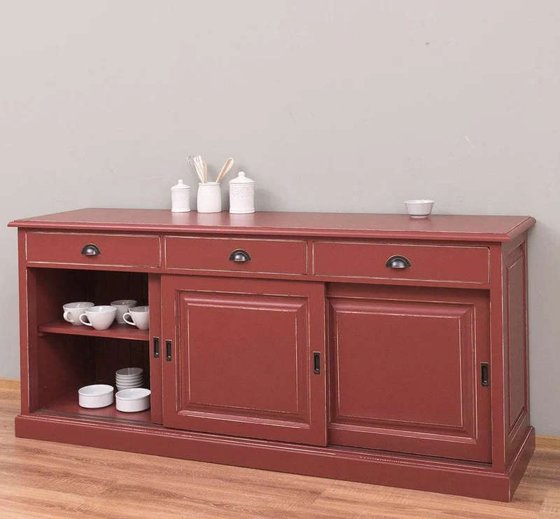 Kommode aus Massivholz | Sideboard mit 3 Schubladen und 3 Schiebetüren