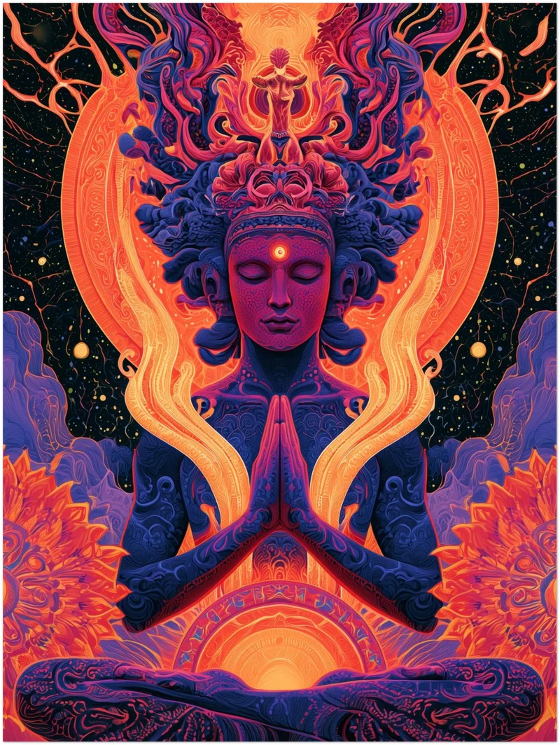 Meditierende Göttin mit Lotus Leinwand