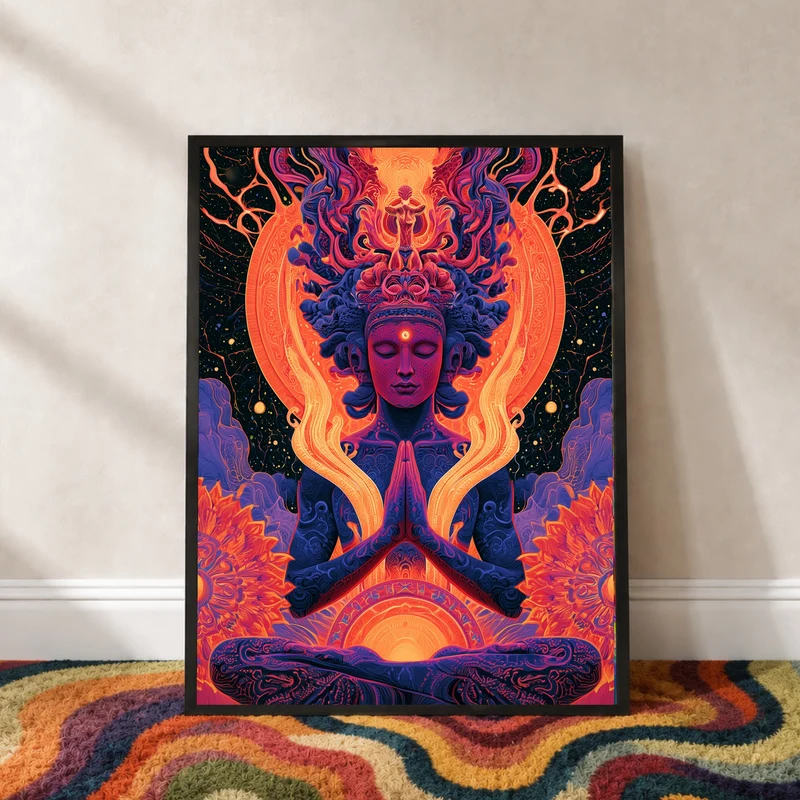 Meditierende Göttin mit Lotus Poster